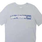 UNDER ARMOUR Mens Grey Blue Graphic T-Shirt S Short Sleeve Crew Neck Cotton