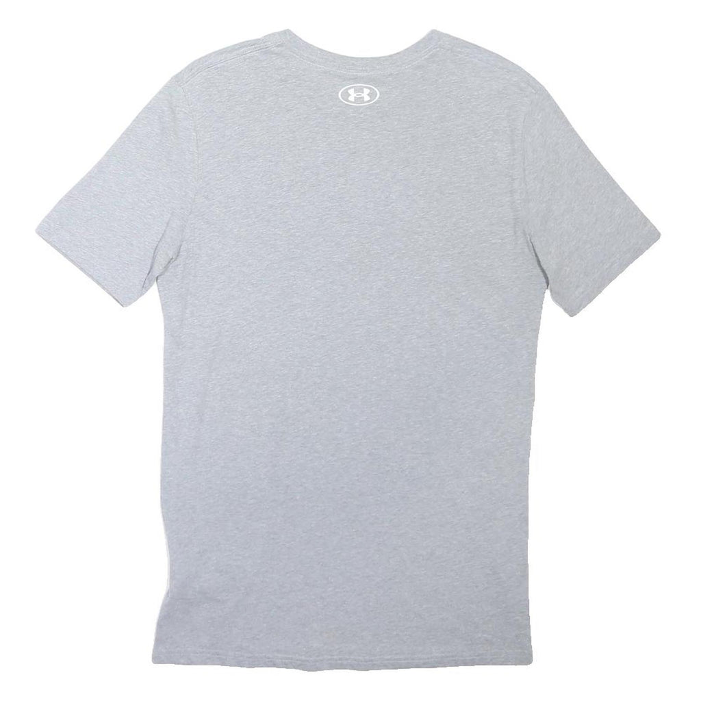 UNDER ARMOUR Mens Grey Blue Graphic T-Shirt S Short Sleeve Crew Neck Cotton