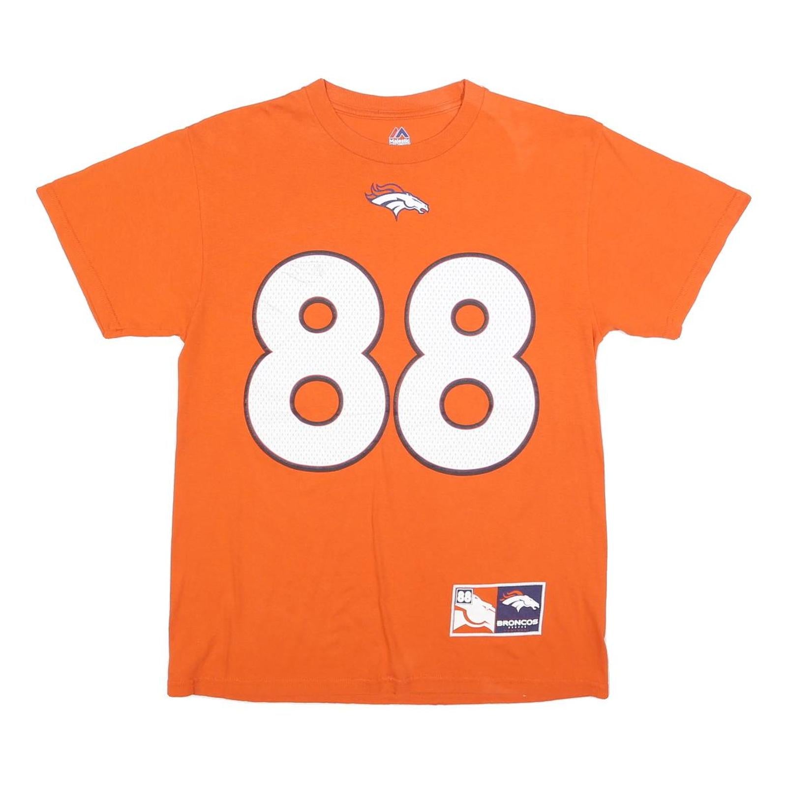 MAJESTIC Mens Orange Denver Broncos 88 Thomas Graphic T-Shirt M Short Sleeve
