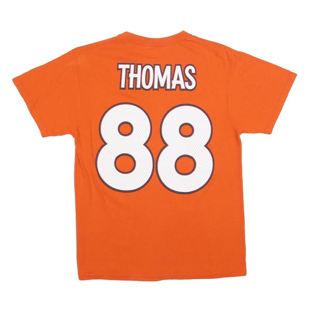 MAJESTIC Mens Orange Denver Broncos 88 Thomas Graphic T-Shirt M Short Sleeve