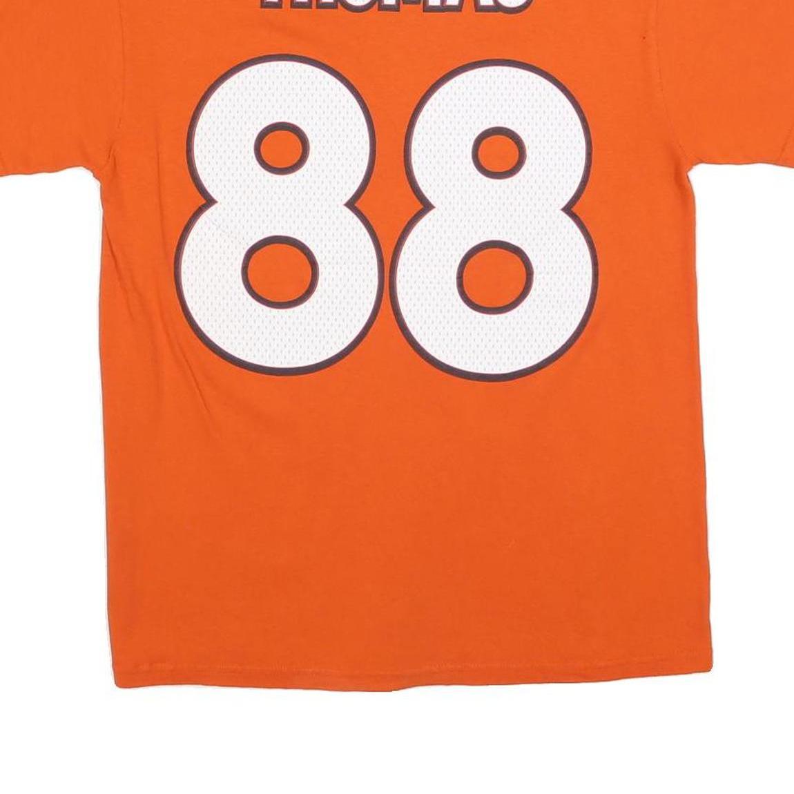 MAJESTIC Mens Orange Denver Broncos 88 Thomas Graphic T-Shirt M Short Sleeve