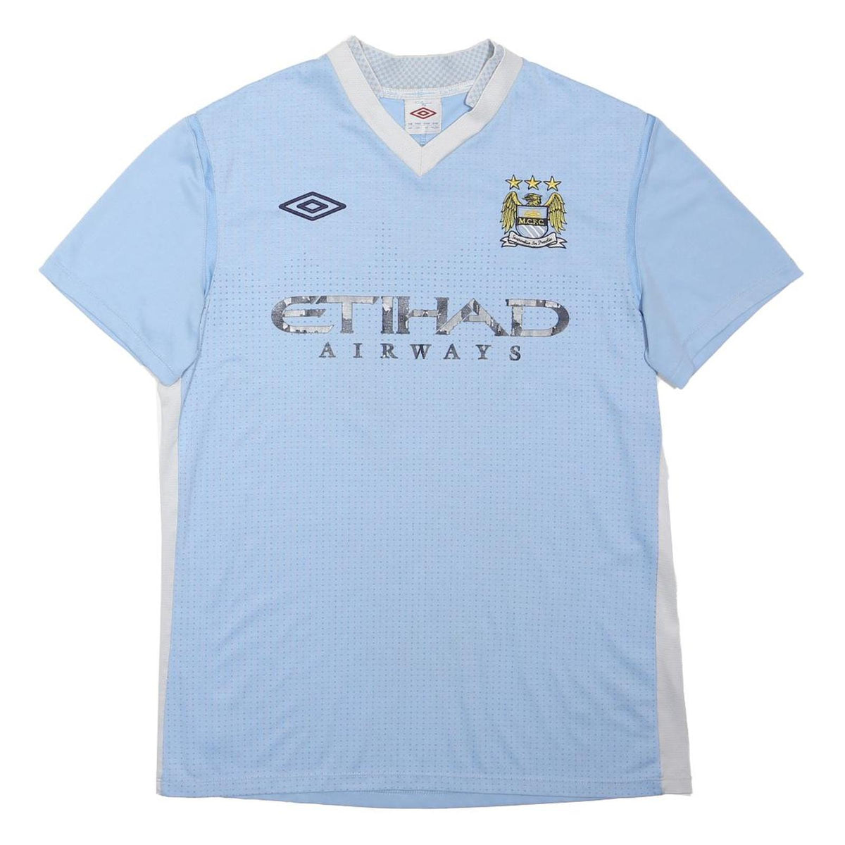 UMBRO Manchester City FC 2011–12 Home Shirt Mens Blue Sports Jersey V-Neck M