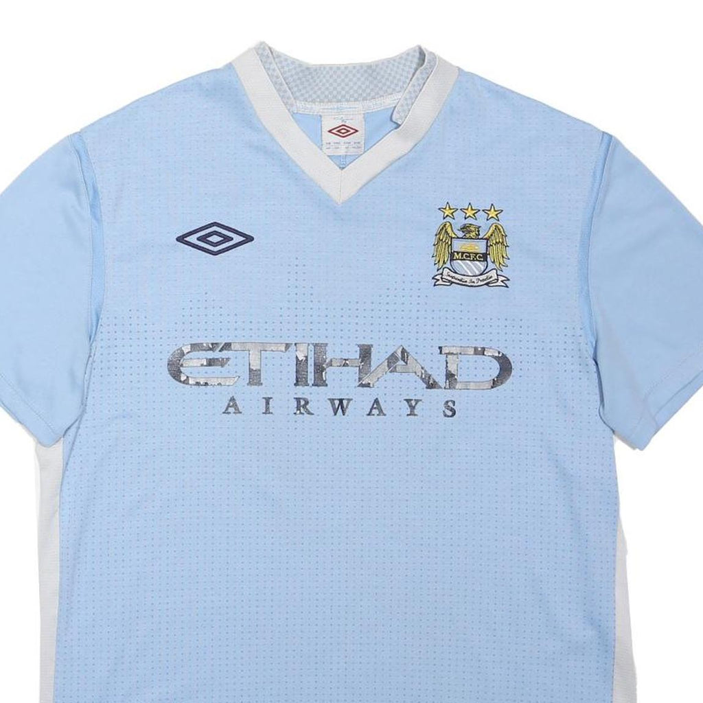 UMBRO Manchester City FC 2011–12 Home Shirt Mens Blue Sports Jersey V-Neck M