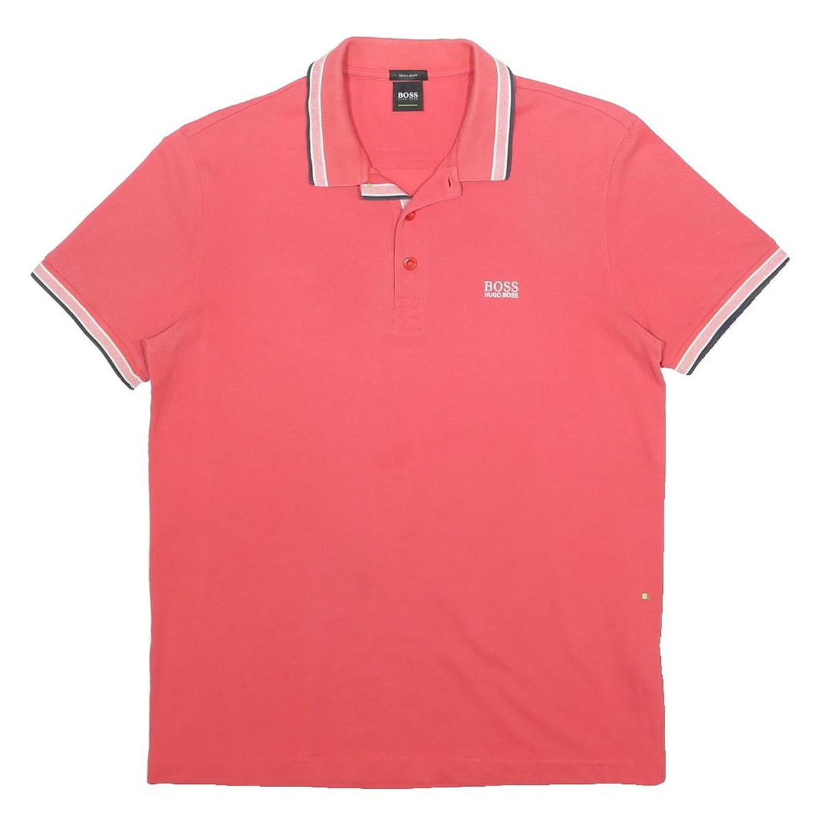 BOSS HUGO BOSS Mens Coral Pink Polo Shirt M Cotton Short Sleeve Classic