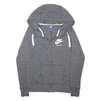 NIKE Womens Grey Hoodie S Full Zip Cotton Blend Lightweight Casual
