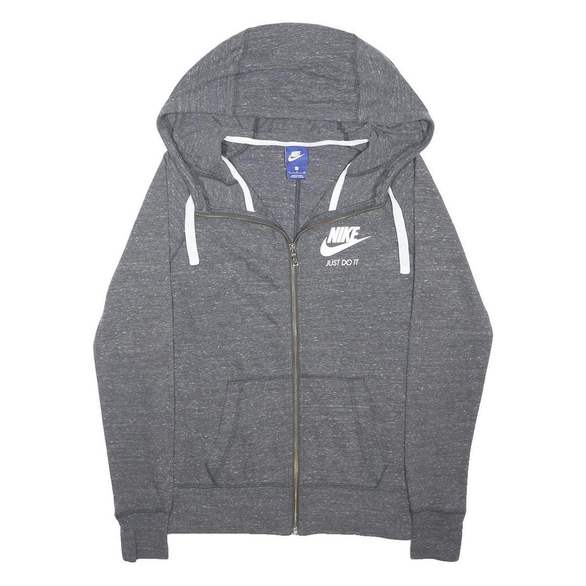 NIKE Womens Grey Hoodie S Full Zip Cotton Blend Lightweight Casual