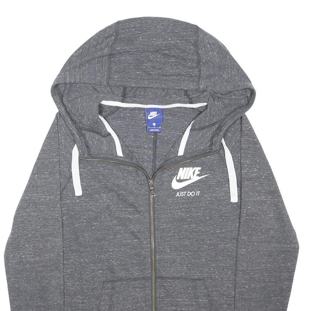 NIKE Womens Grey Hoodie S Full Zip Cotton Blend Lightweight Casual