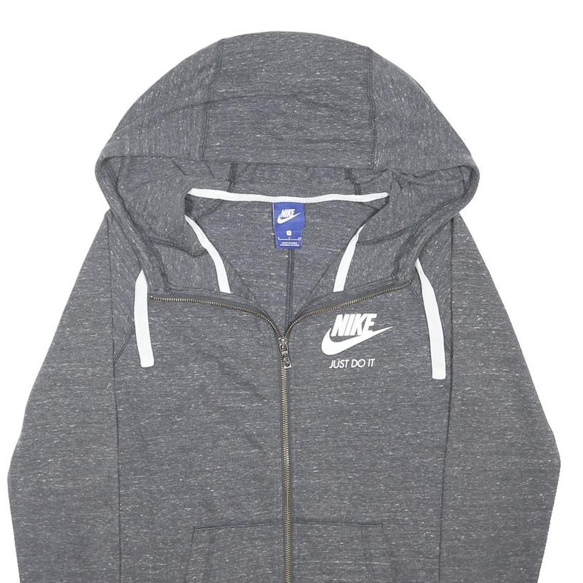NIKE Womens Grey Hoodie S Full Zip Cotton Blend Lightweight Casual