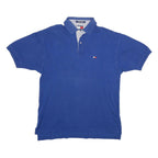 TOMMY HILFIGER Mens Blue Short Sleeve Plain M Cotton Polo Shirt Casual