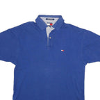 TOMMY HILFIGER Mens Blue Short Sleeve Plain M Cotton Polo Shirt Casual