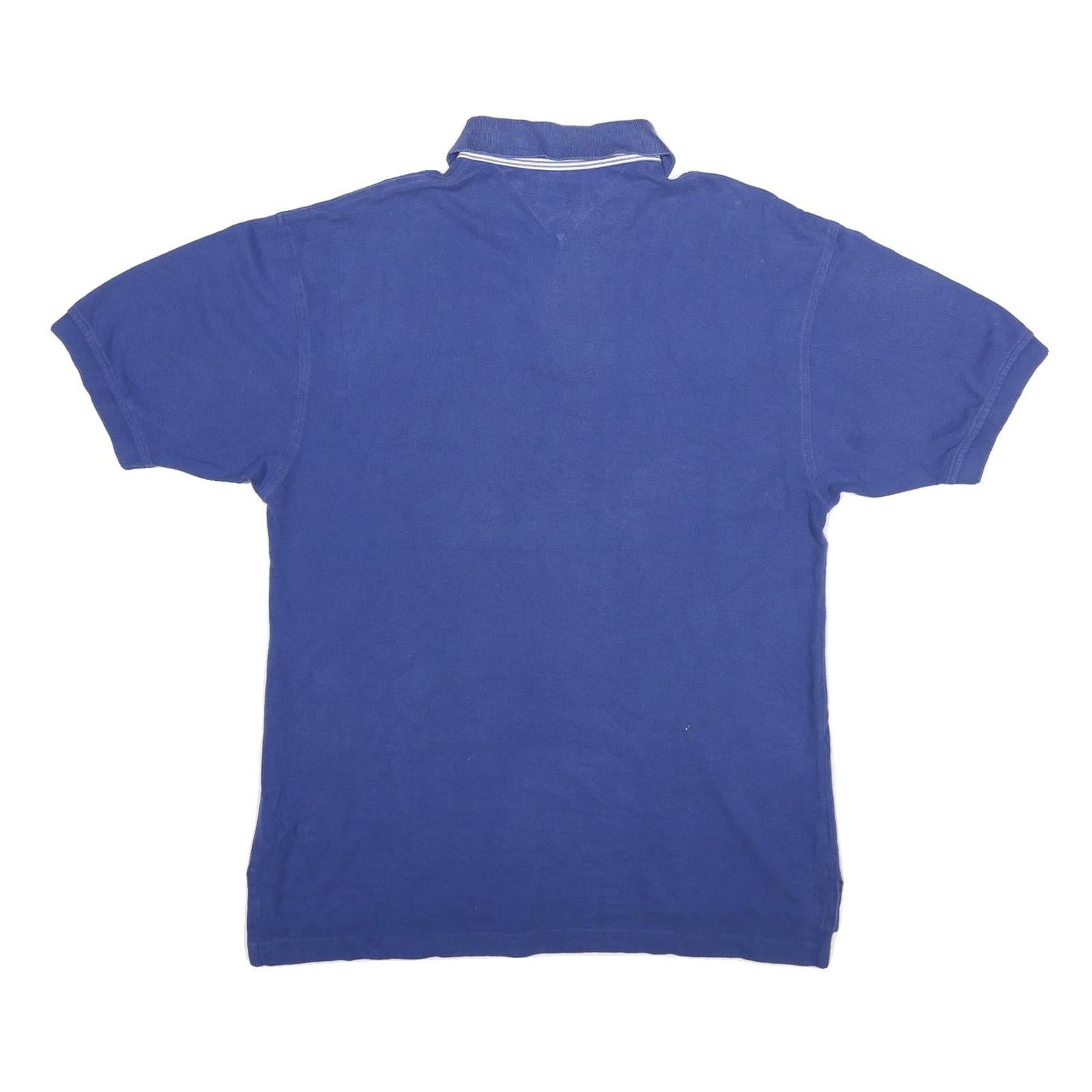 TOMMY HILFIGER Mens Blue Short Sleeve Plain M Cotton Polo Shirt Casual