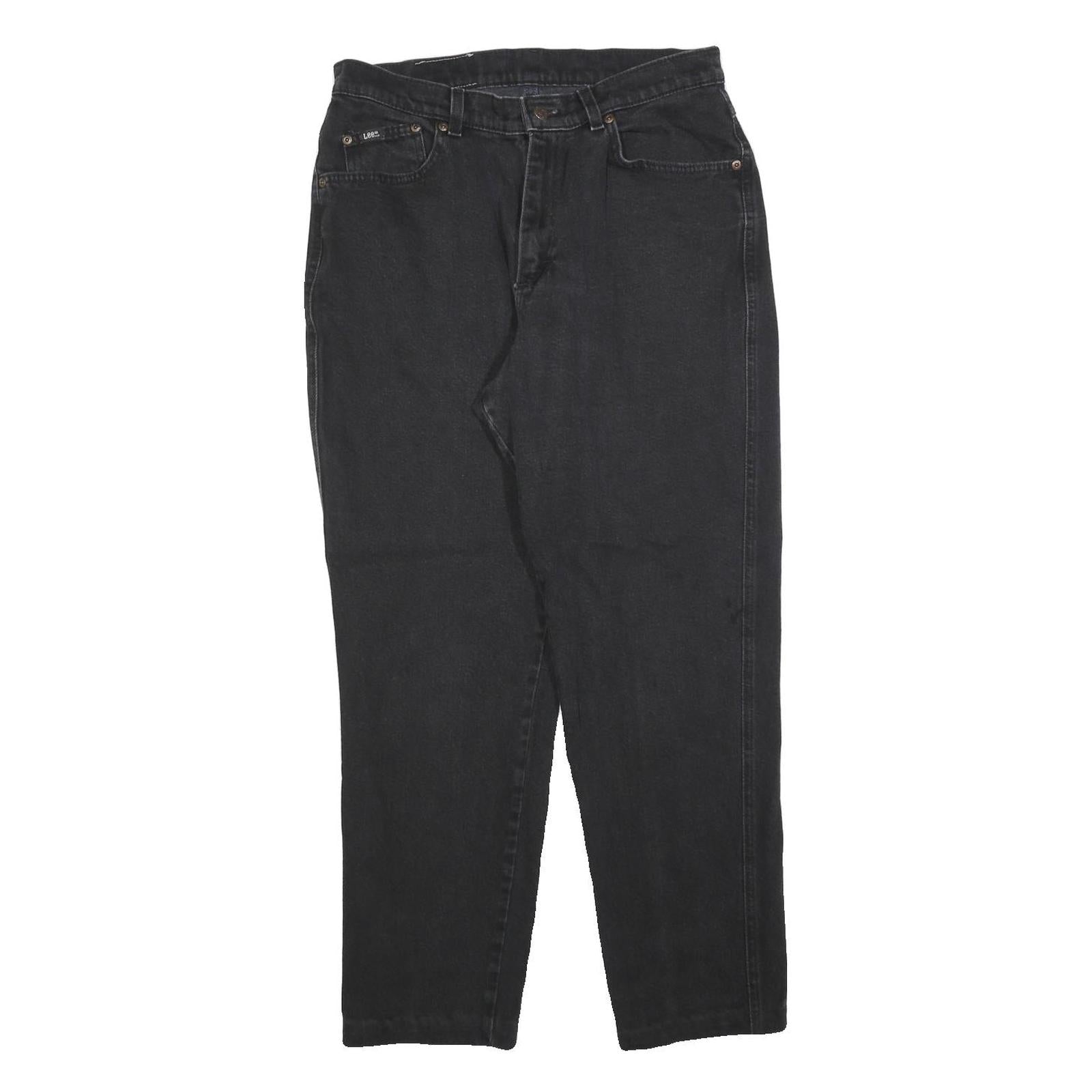 LEE Mens Black Regular Fit Straight Denim Jeans W30 L28 Classic Cotton Blend Zip