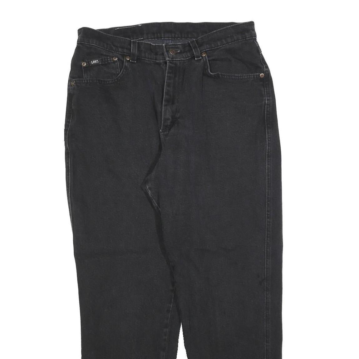 LEE Mens Black Regular Fit Straight Denim Jeans W30 L28 Classic Cotton Blend Zip