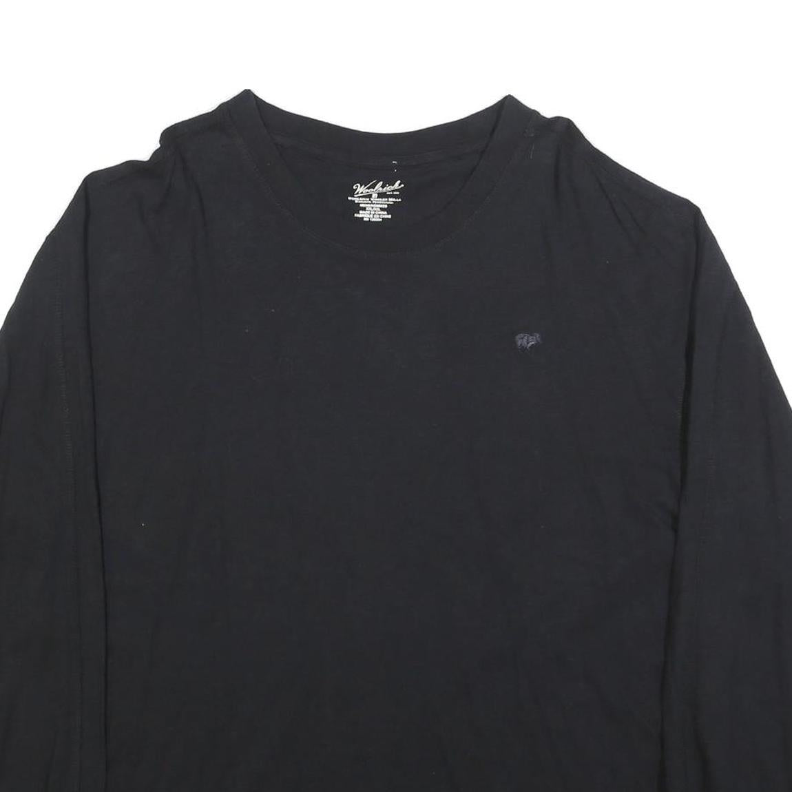 WOOLRICH Mens Black Long Sleeve T-Shirt 2XL Crew Neck Cotton Classic Fit
