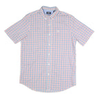 CHAPS Mens Blue & Pink Checked Shirt M Button-Down Casual Summer Cotton Blend
