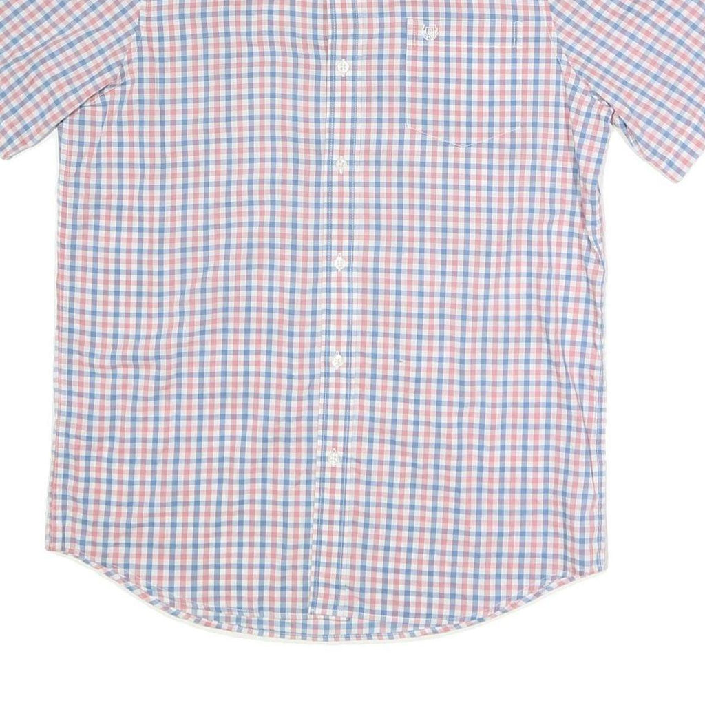 CHAPS Mens Blue & Pink Checked Shirt M Button-Down Casual Summer Cotton Blend