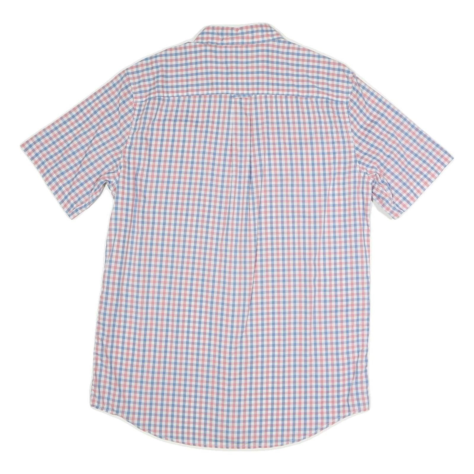 CHAPS Mens Blue & Pink Checked Shirt M Button-Down Casual Summer Cotton Blend