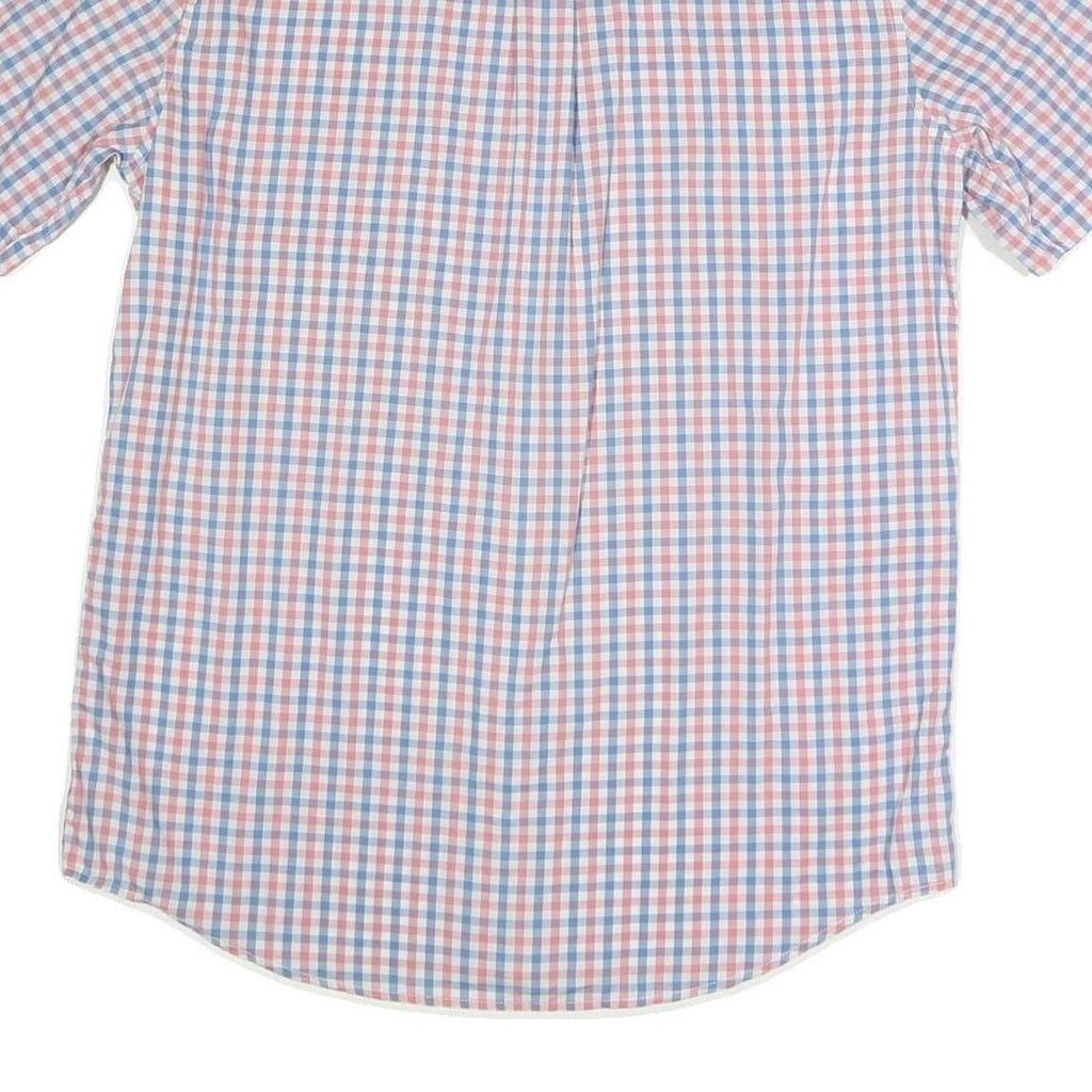 CHAPS Mens Blue & Pink Checked Shirt M Button-Down Casual Summer Cotton Blend