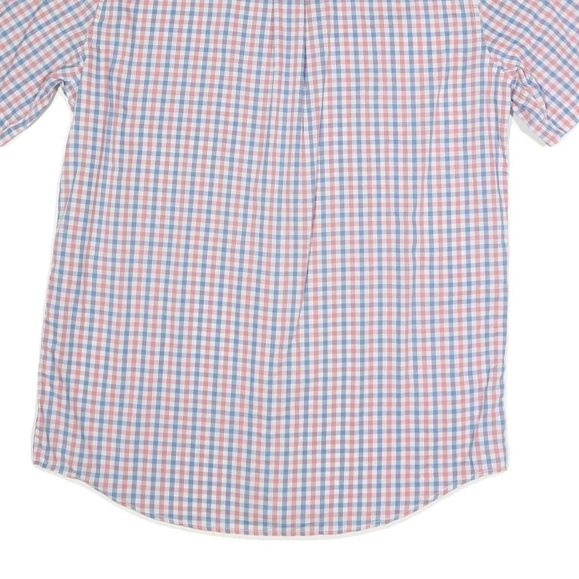 CHAPS Mens Blue & Pink Checked Shirt M Button-Down Casual Summer Cotton Blend