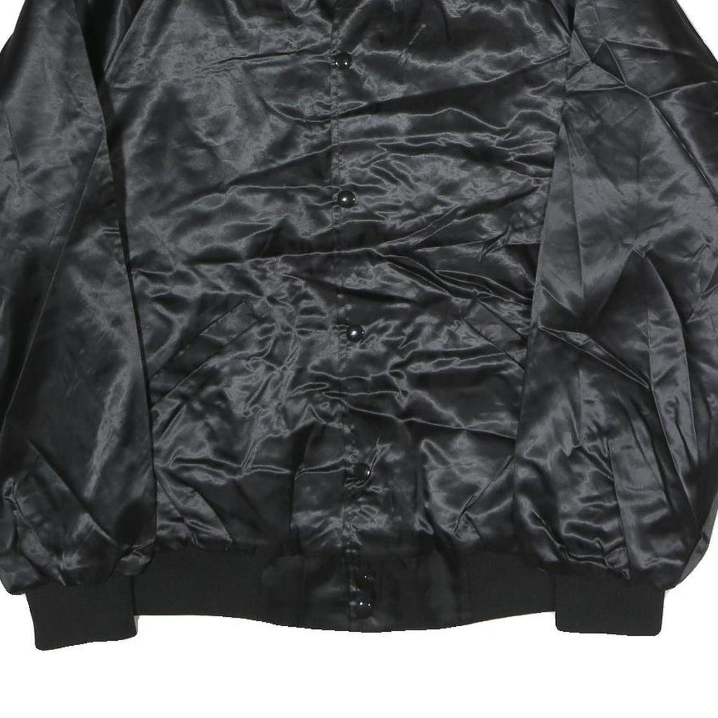 CARDINAL Mens Black Oasis Lounge Nylon Button Jacket L Satin Graphic Print