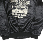 CARDINAL Mens Black Oasis Lounge Nylon Button Jacket L Satin Graphic Print