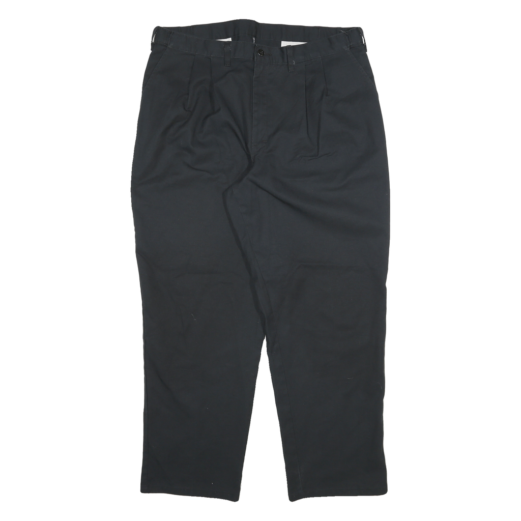 DICKIES Mens Cotton Blend Black Relaxed Straight Trousers W36 L30 Workwear Zip