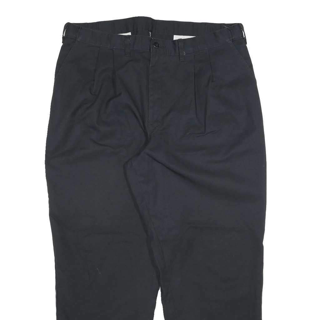 DICKIES Mens Cotton Blend Black Relaxed Straight Trousers W36 L30 Workwear Zip