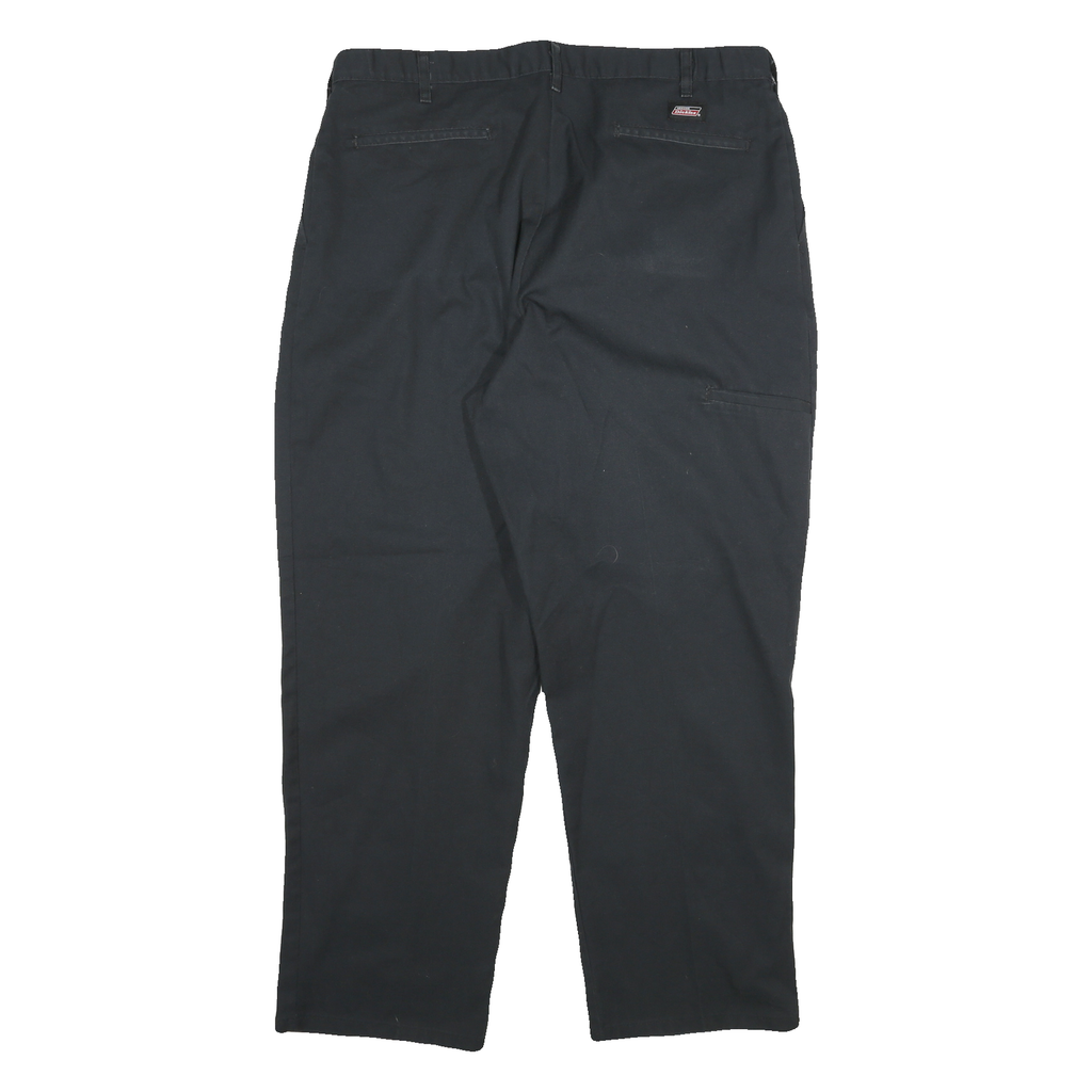 DICKIES Mens Cotton Blend Black Relaxed Straight Trousers W36 L30 Workwear Zip