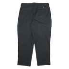 DICKIES Mens Cotton Blend Black Relaxed Straight Trousers W36 L30 Workwear Zip