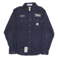 CARHARTT Mens Navy Blue Work Shirt S Button-Down Cotton Blend Utility Style
