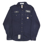 CARHARTT Mens Navy Blue Work Shirt S Button-Down Cotton Blend Utility Style