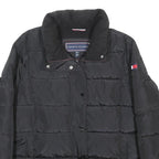 TOMMY HILFIGER Womens Black Puffer Jacket L Polyester Quilted Zip Pocket