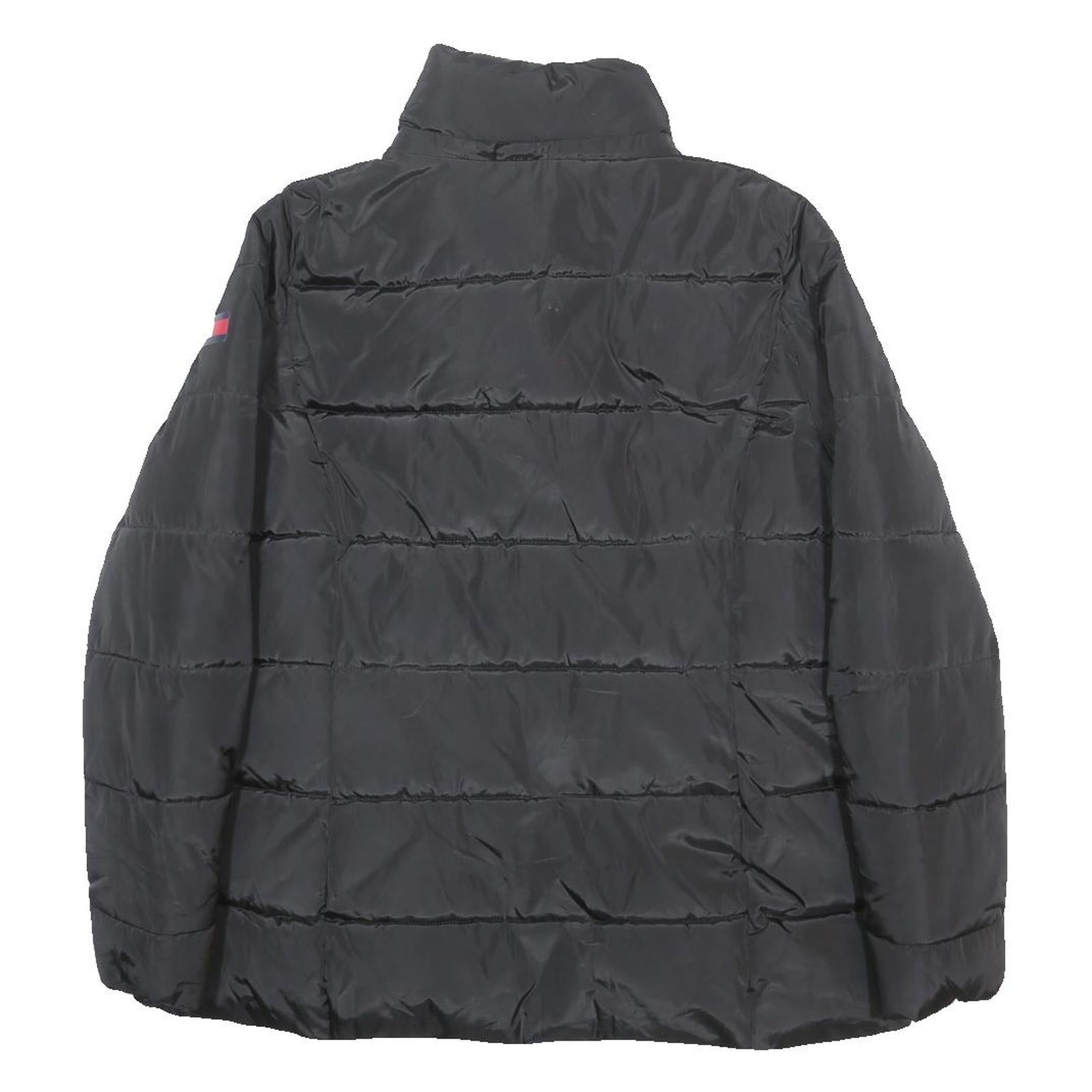 TOMMY HILFIGER Womens Black Puffer Jacket L Polyester Quilted Zip Pocket