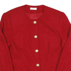 Womens Red Button Cotton Blend Classic Jacket M Plain Elegant Timeless Outerwear