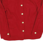 Womens Red Button Cotton Blend Classic Jacket M Plain Elegant Timeless Outerwear