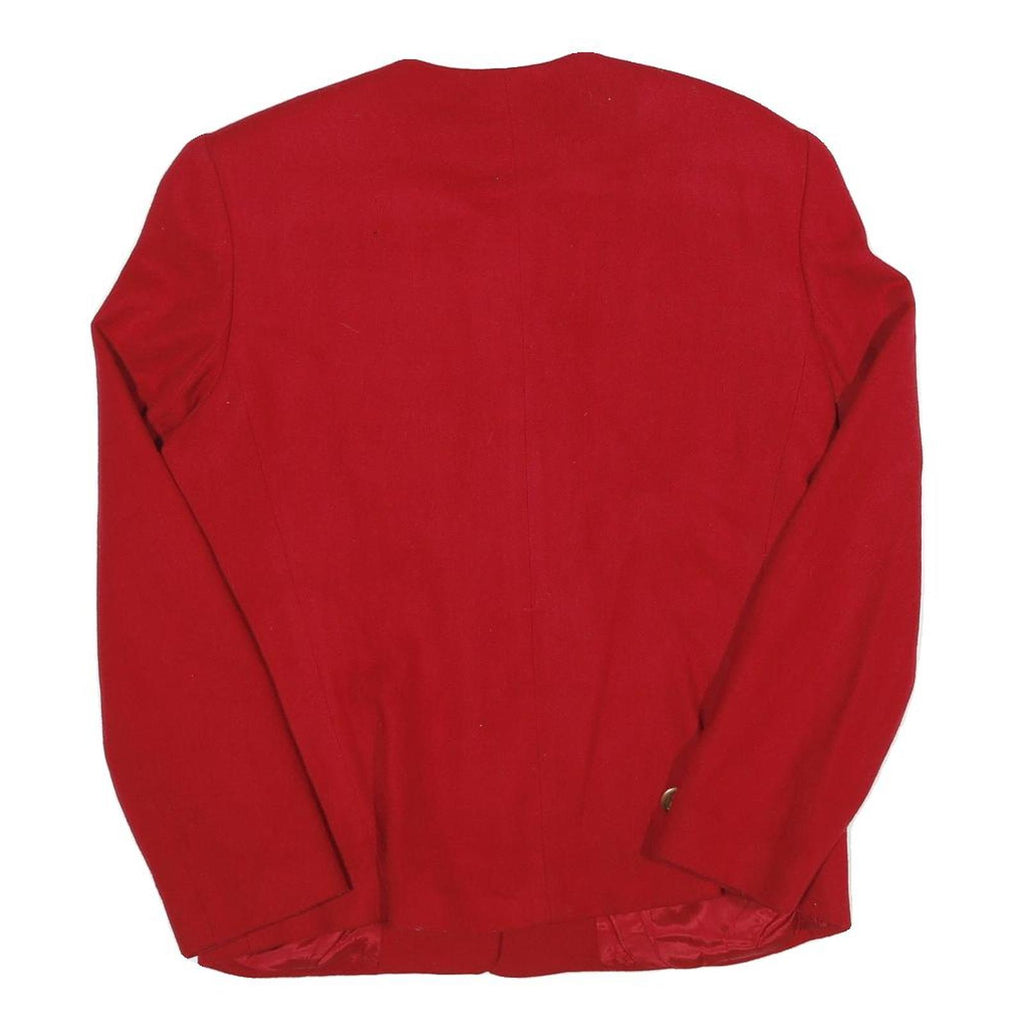 Womens Red Button Cotton Blend Classic Jacket M Plain Elegant Timeless Outerwear