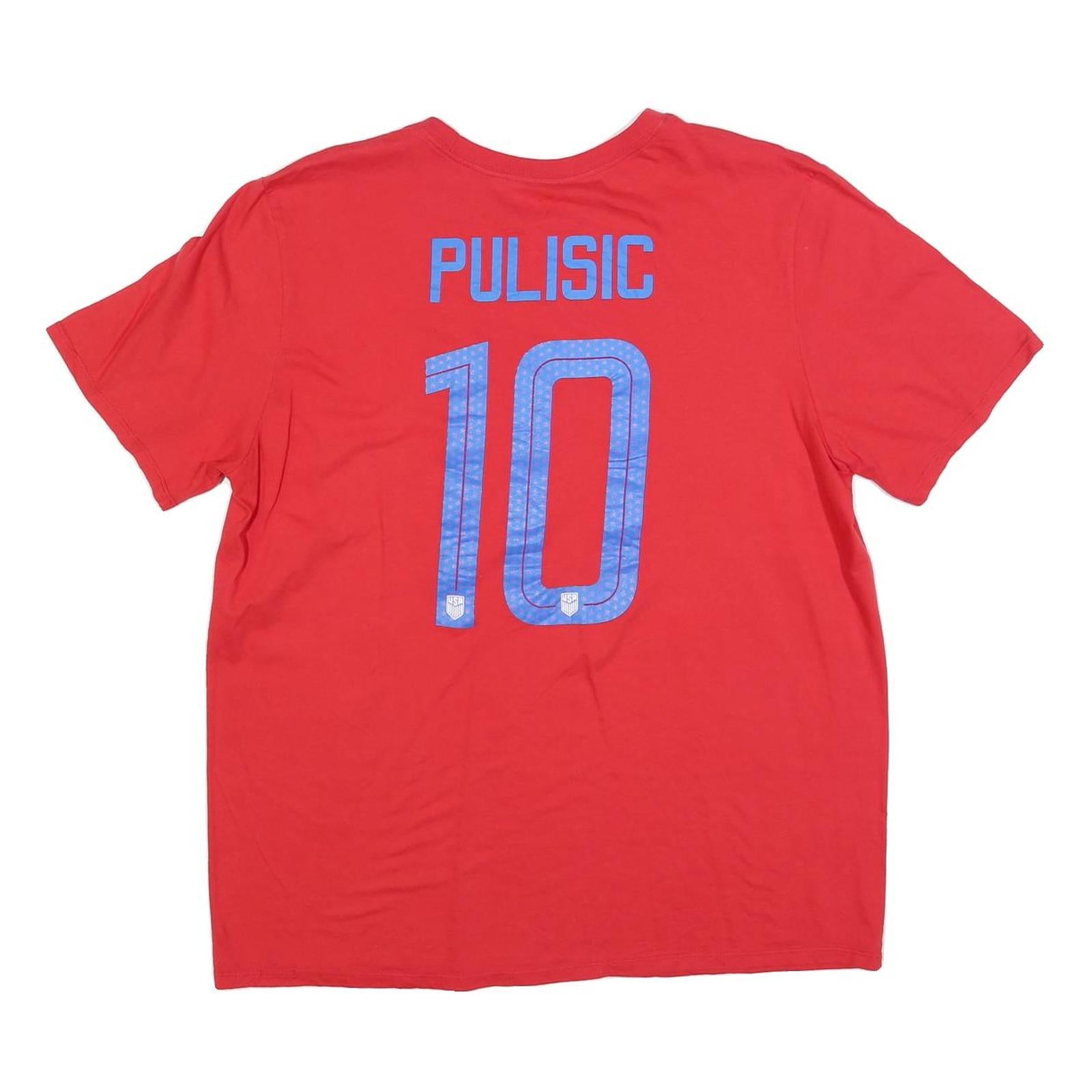 NIKE Mens Red USA Pulisic Graphic T-Shirt XL Short Sleeve Crew Neck