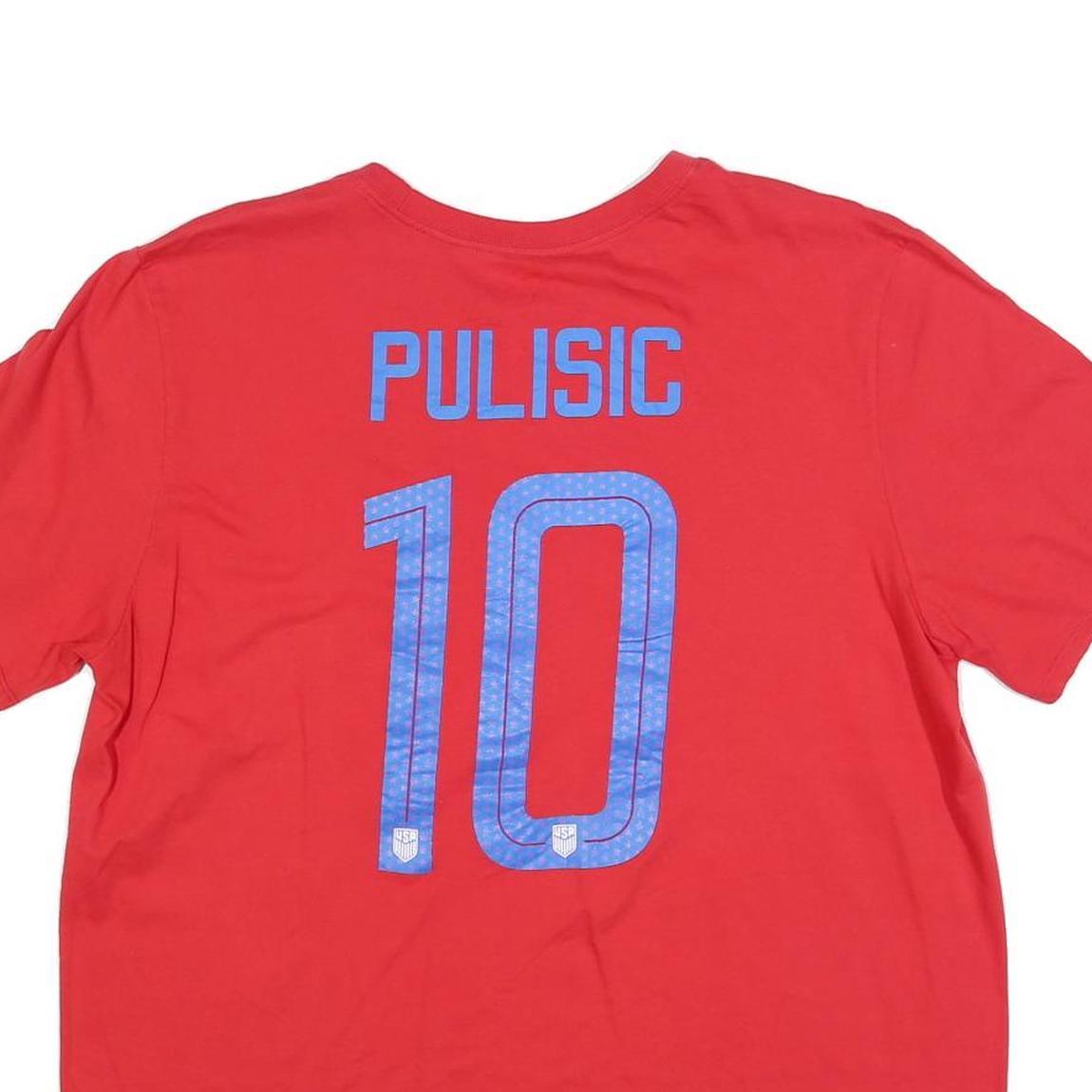 NIKE Mens Red USA Pulisic Graphic T-Shirt XL Short Sleeve Crew Neck