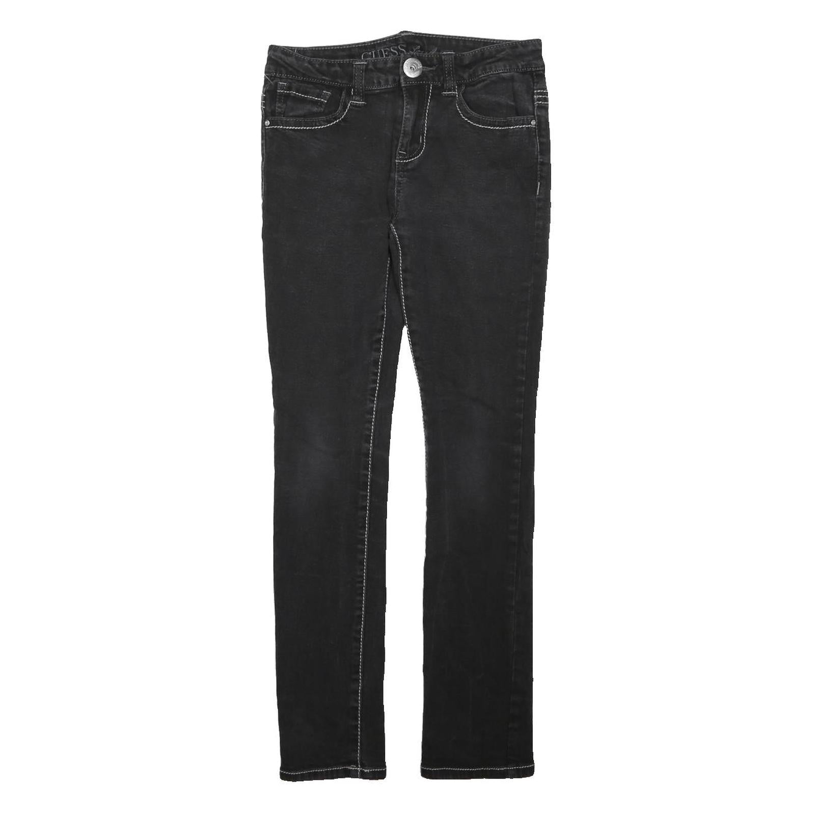 GUESS Womens Slim Black Denim Jeans Cotton Blend W24 L26 Zip Pockets