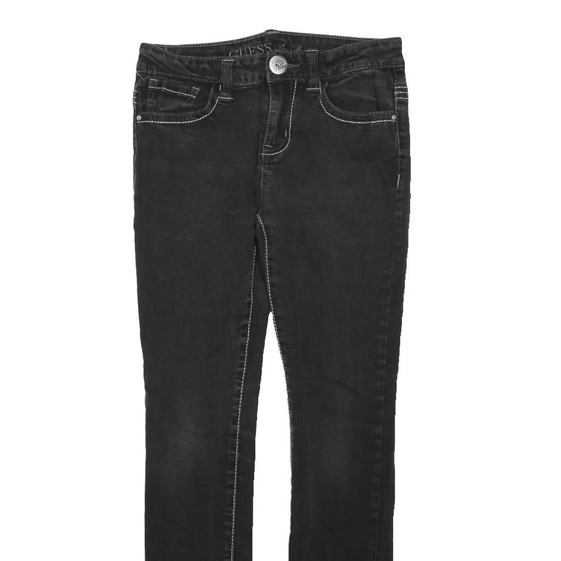 GUESS Womens Slim Black Denim Jeans Cotton Blend W24 L26 Zip Pockets