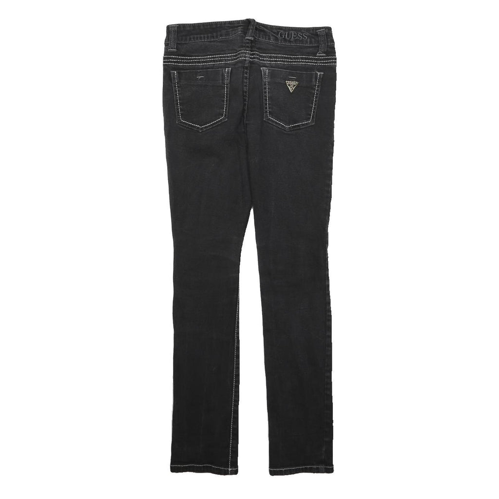 GUESS Womens Slim Black Denim Jeans Cotton Blend W24 L26 Zip Pockets