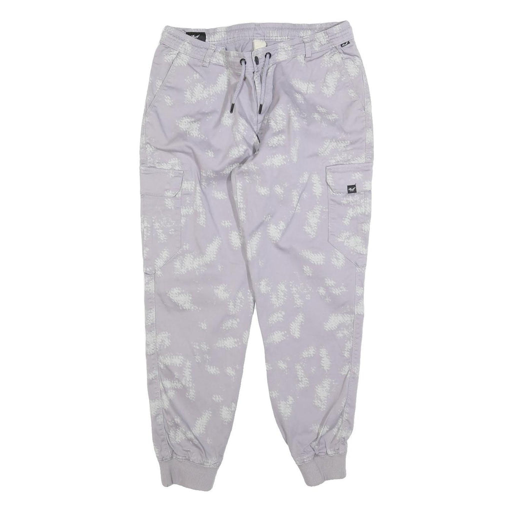 REELL Mens Cotton Blend Slim Faded Purple Cargo Joggers W32 L28 Zip Closure