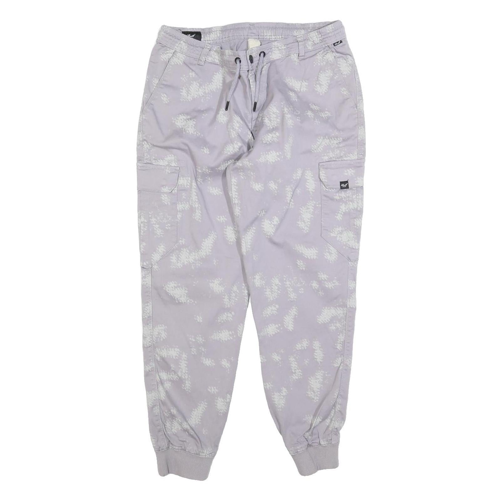 REELL Mens Cotton Blend Slim Faded Purple Cargo Joggers W32 L28 Zip Closure