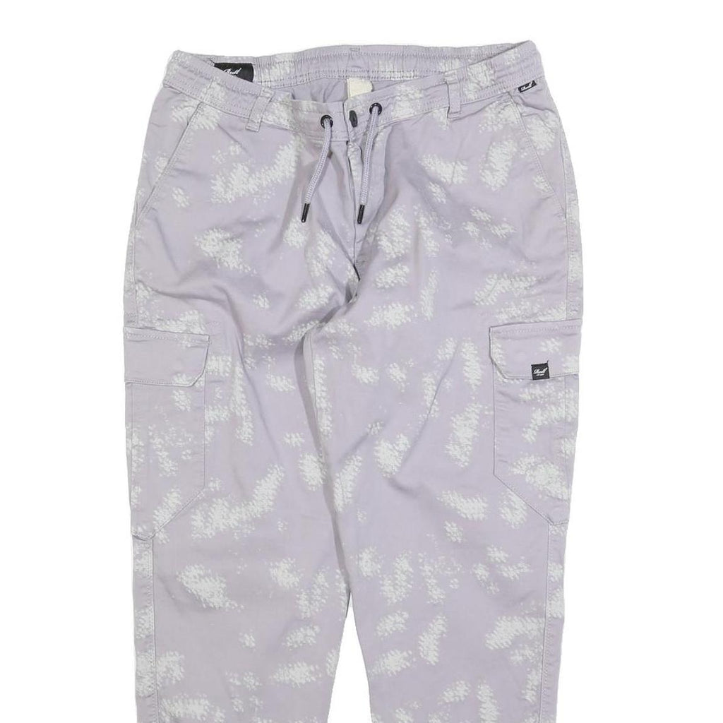 REELL Mens Cotton Blend Slim Faded Purple Cargo Joggers W32 L28 Zip Closure