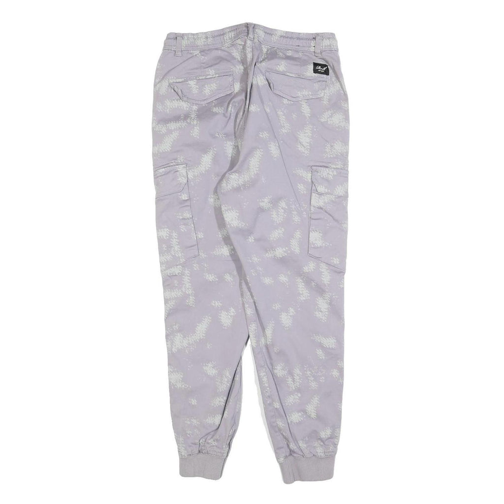 REELL Mens Cotton Blend Slim Faded Purple Cargo Joggers W32 L28 Zip Closure