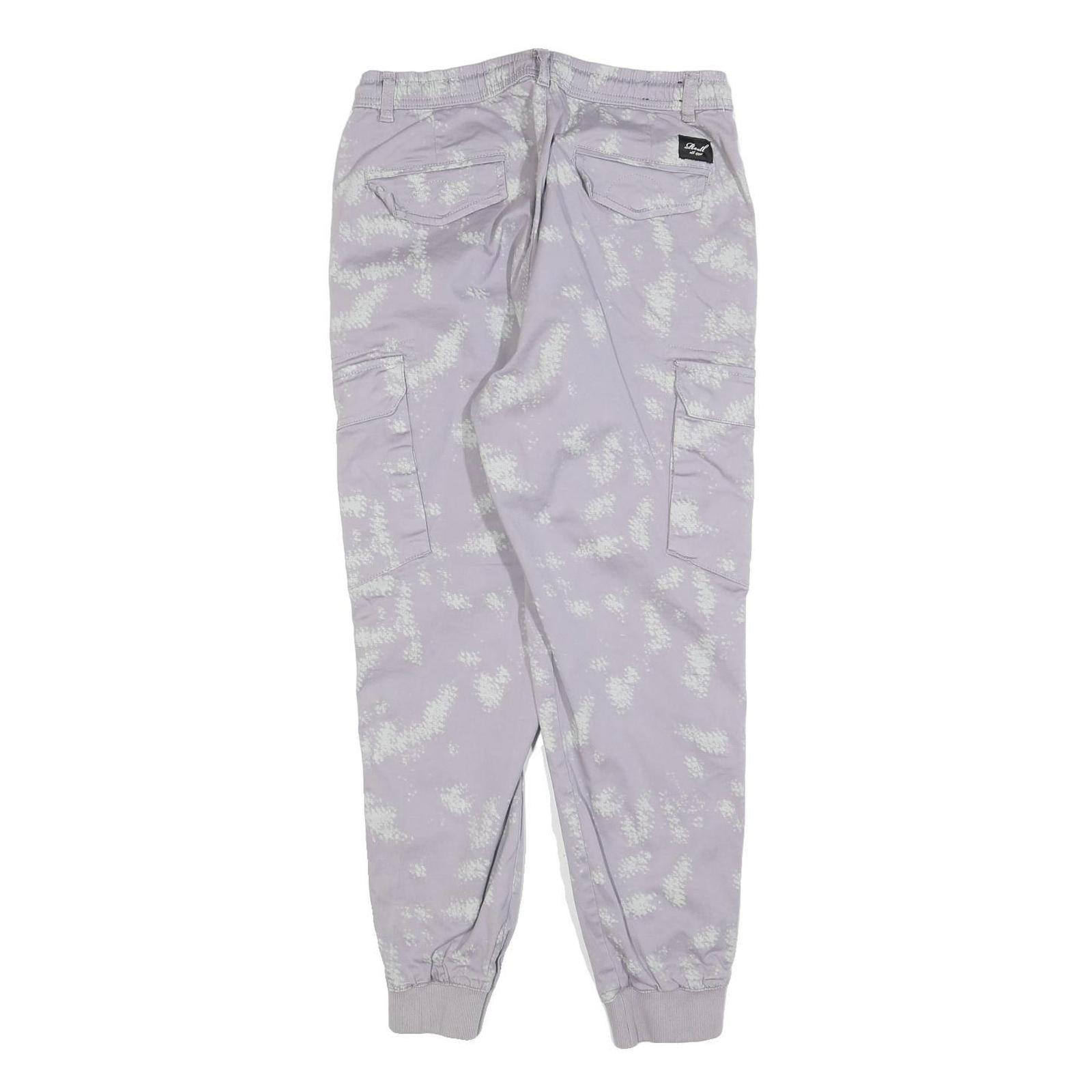 REELL Mens Cotton Blend Slim Faded Purple Cargo Joggers W32 L28 Zip Closure