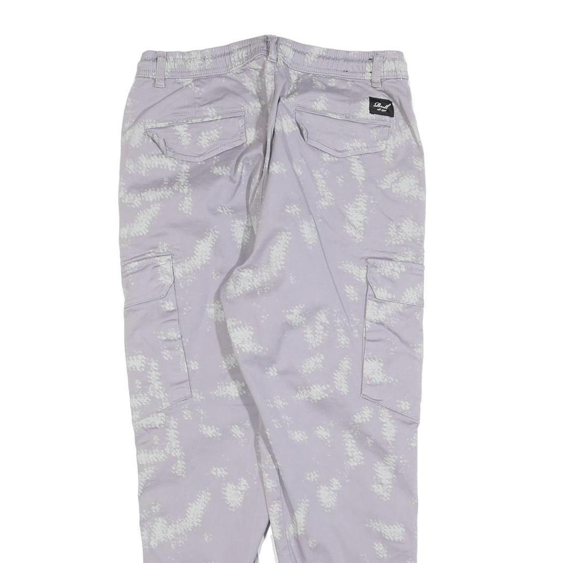 REELL Mens Cotton Blend Slim Faded Purple Cargo Joggers W32 L28 Zip Closure