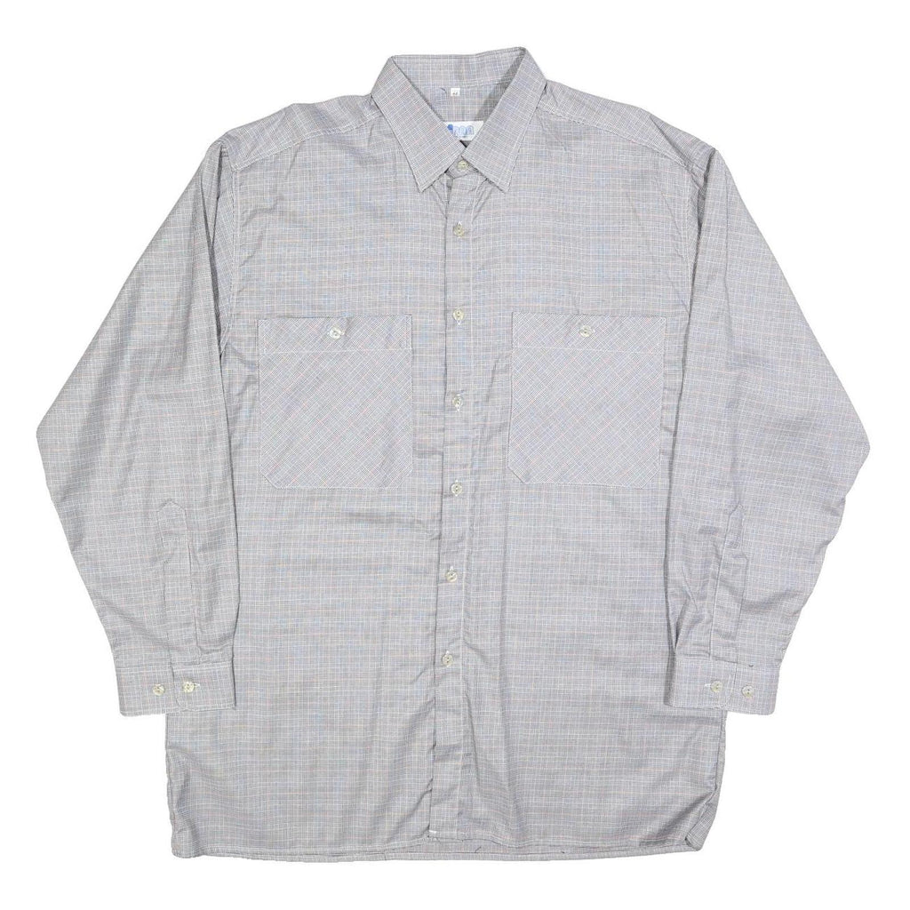 SIRNA Mens Grey Shirt L Cotton Blend Classic Fit Button Front Pocket Casual