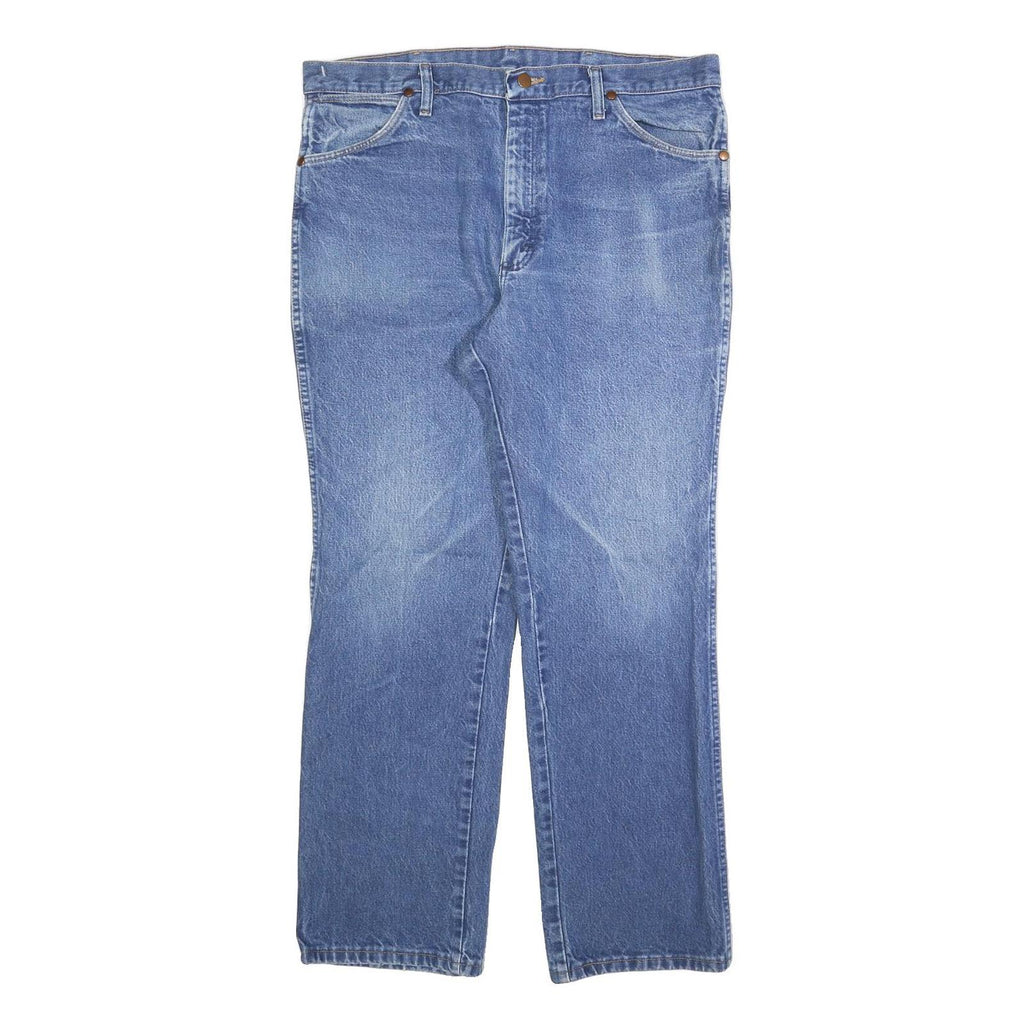 WRANGLER Mens Regular Fit Blue Denim Jeans W36 L30 Classic Cotton Blend Zip