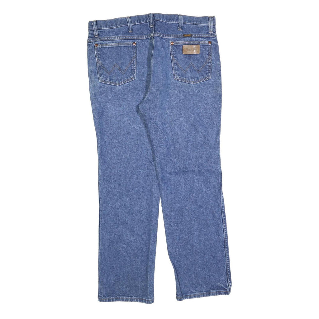 WRANGLER Mens Regular Fit Blue Denim Jeans W36 L30 Classic Cotton Blend Zip